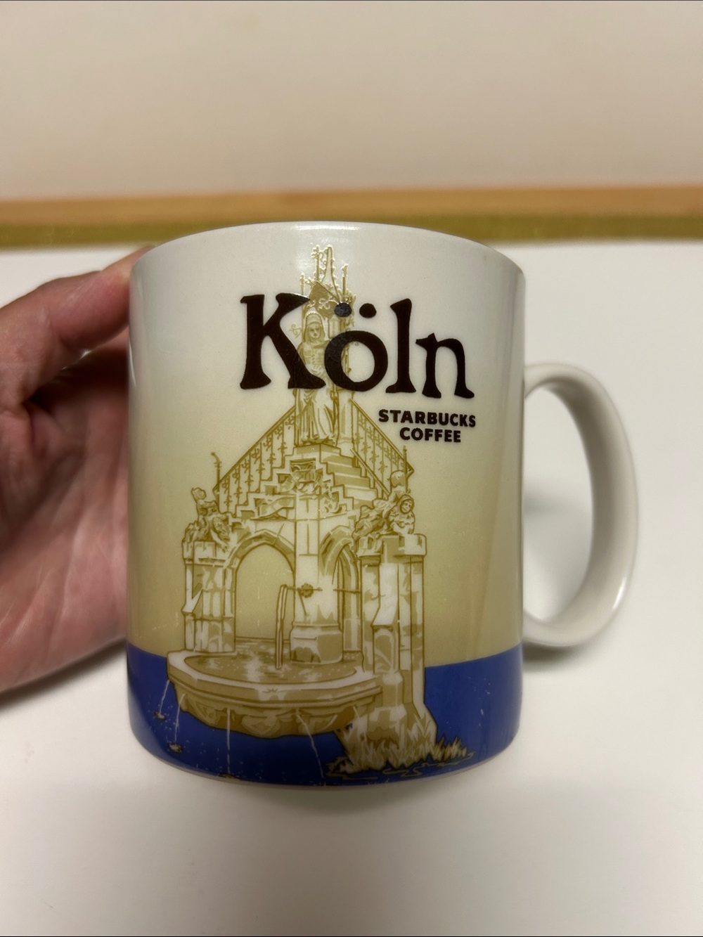Starbucks White Mug with Blue Interior and Blue Base - Köln City Design